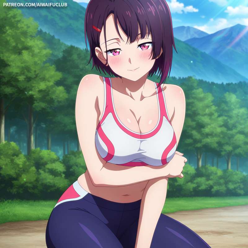 AIWaifuClub - Shizuka Mikazuki 三日月閑 Tight yoga outfit