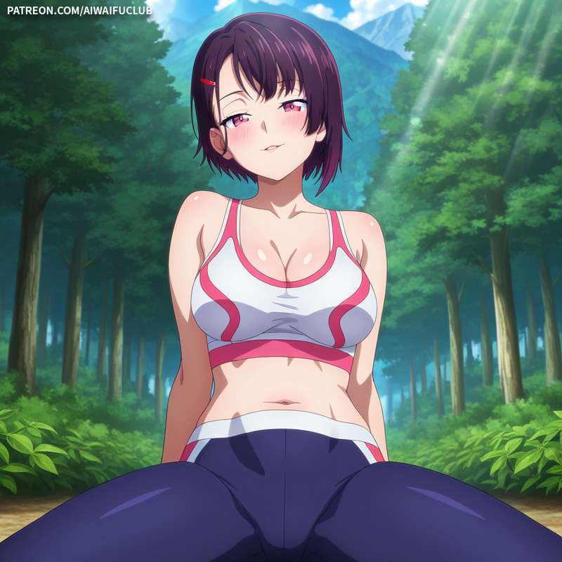 AIWaifuClub - Shizuka Mikazuki 三日月閑 Tight yoga outfit