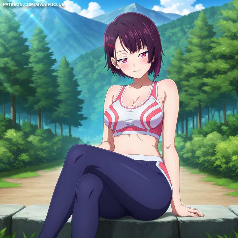 AIWaifuClub - Shizuka Mikazuki 三日月閑 Tight yoga outfit