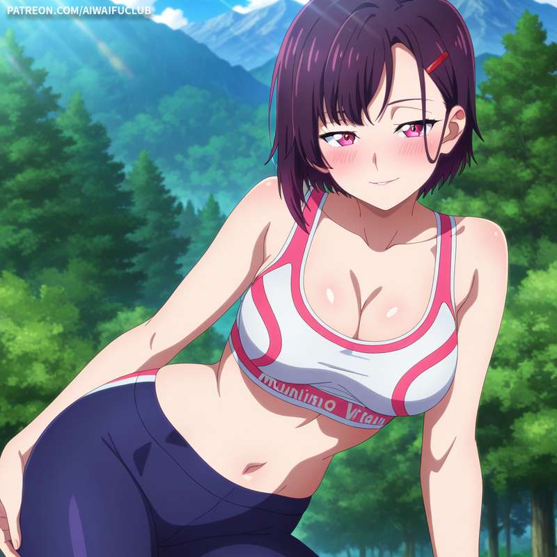 AIWaifuClub - Shizuka Mikazuki 三日月閑 Tight yoga outfit