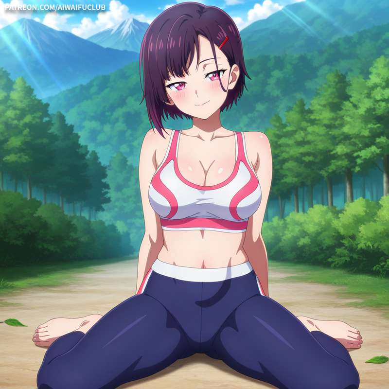 AIWaifuClub - Shizuka Mikazuki 三日月閑 Tight yoga outfit