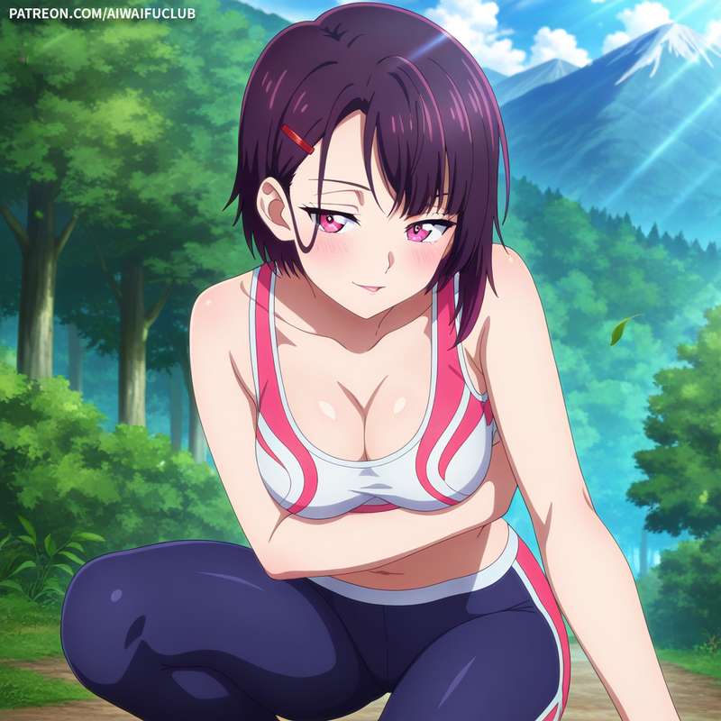 AIWaifuClub - Shizuka Mikazuki 三日月閑 Tight yoga outfit