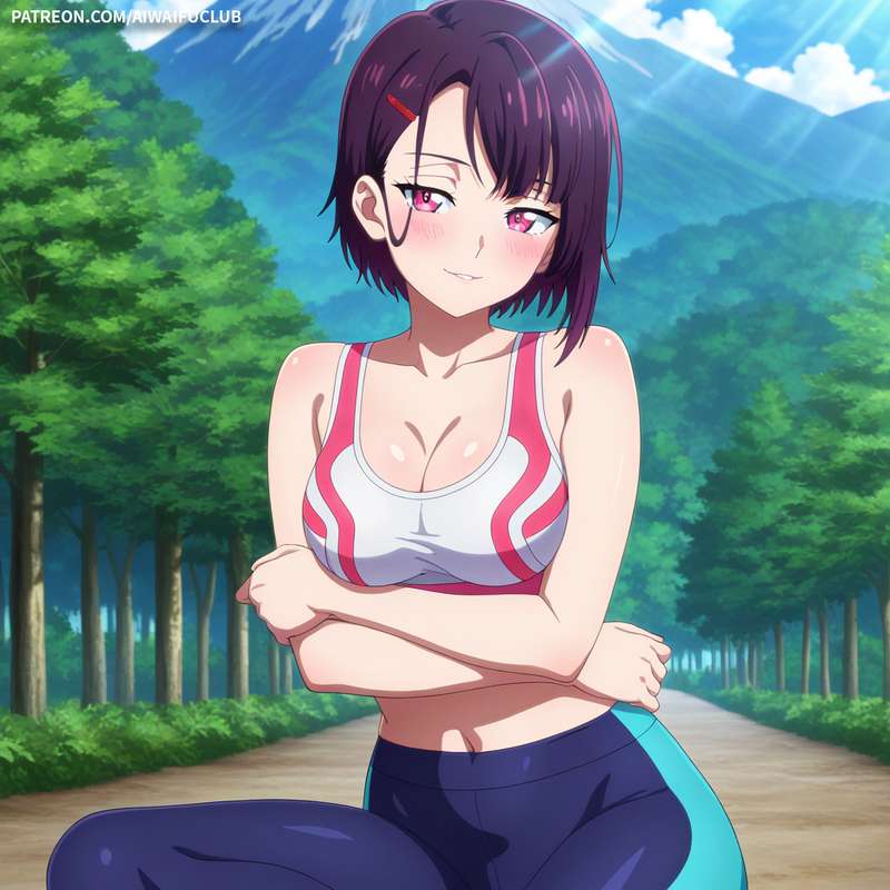 AIWaifuClub - Shizuka Mikazuki 三日月閑 Tight yoga outfit