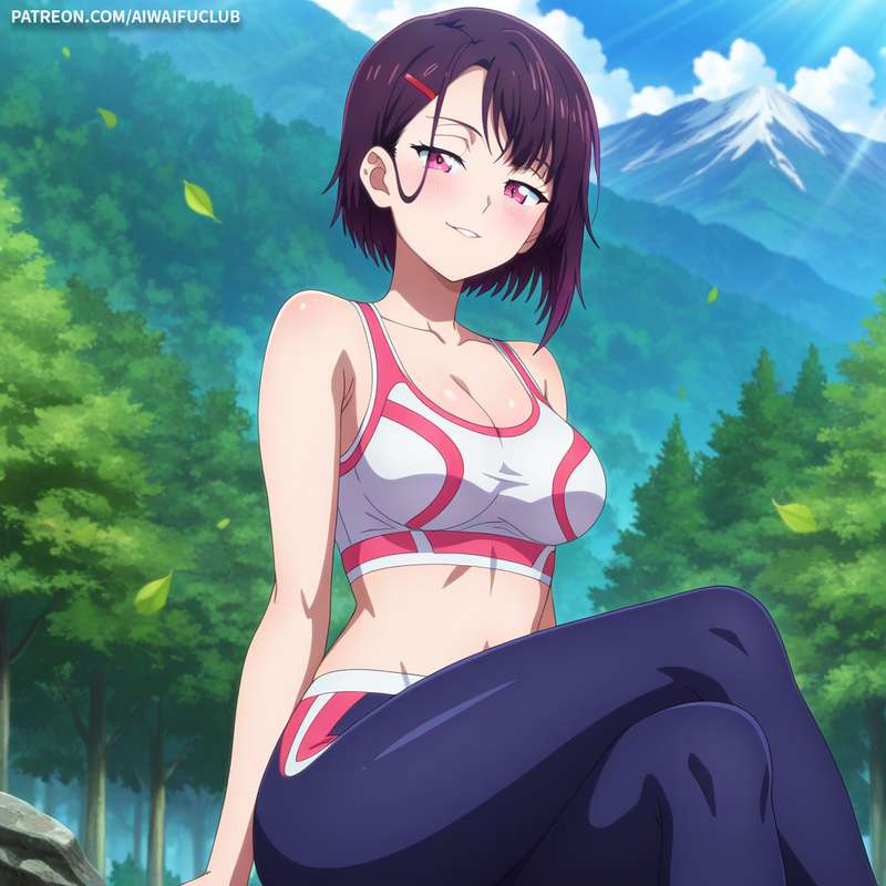 AIWaifuClub - Shizuka Mikazuki 三日月閑 Tight yoga outfit