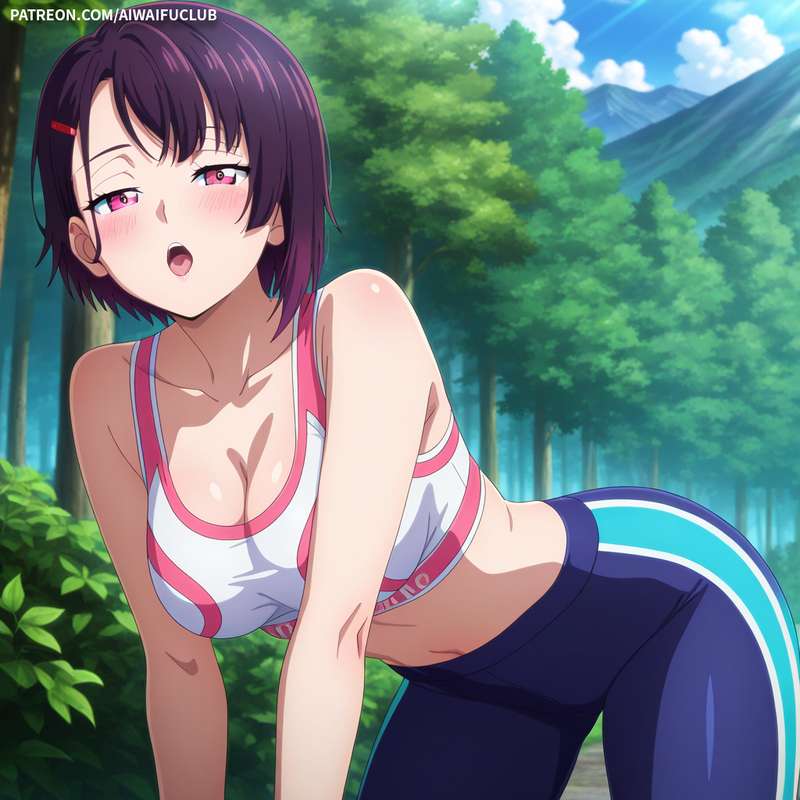 AIWaifuClub - Shizuka Mikazuki 三日月閑 Tight yoga outfit