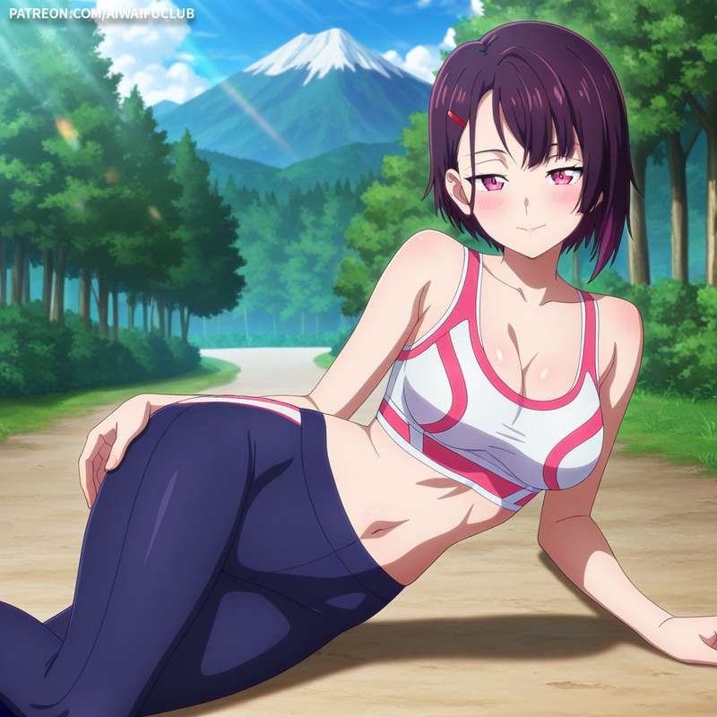 AIWaifuClub - Shizuka Mikazuki 三日月閑 Tight yoga outfit