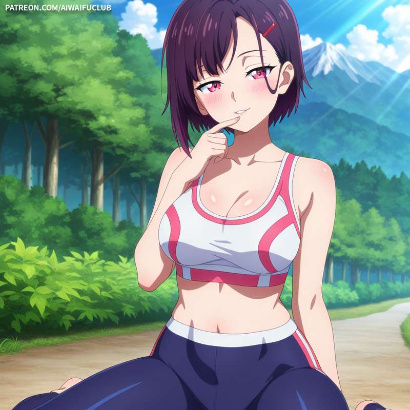 AIWaifuClub - Shizuka Mikazuki 三日月閑 Tight yoga outfit