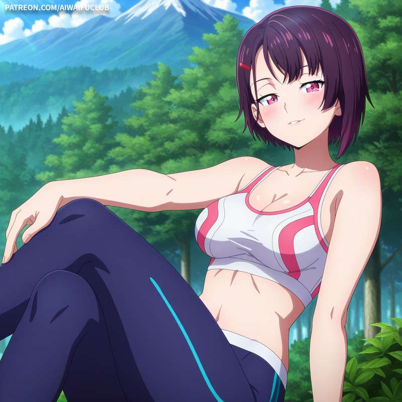 AIWaifuClub - Shizuka Mikazuki 三日月閑 Tight yoga outfit