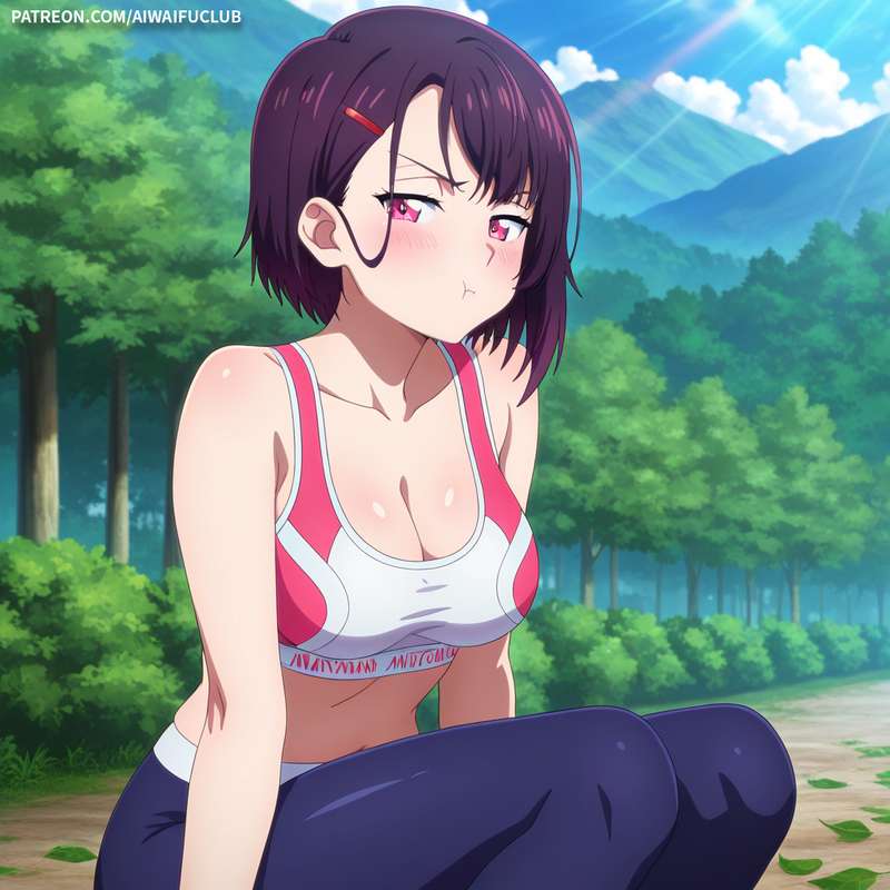 AIWaifuClub - Shizuka Mikazuki 三日月閑 Tight yoga outfit