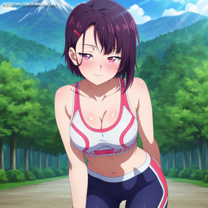 AIWaifuClub - Shizuka Mikazuki 三日月閑 Tight yoga outfit