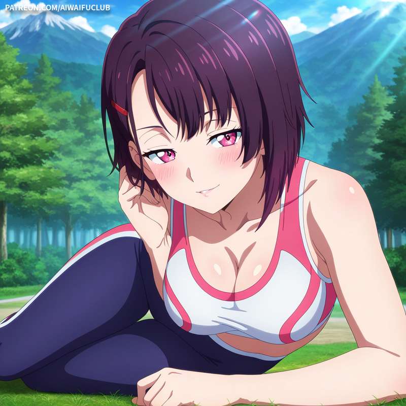 AIWaifuClub - Shizuka Mikazuki 三日月閑 Tight yoga outfit