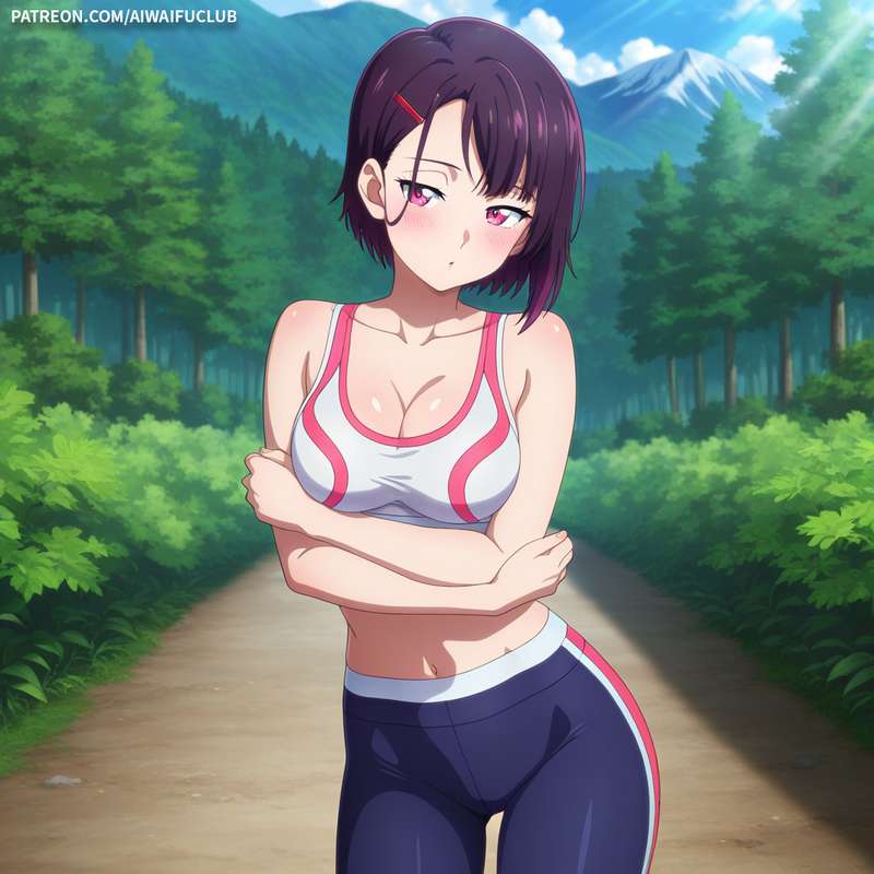 AIWaifuClub - Shizuka Mikazuki 三日月閑 Tight yoga outfit