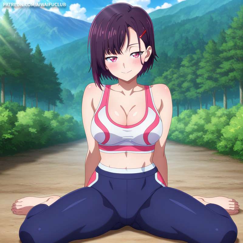AIWaifuClub - Shizuka Mikazuki 三日月閑 Tight yoga outfit