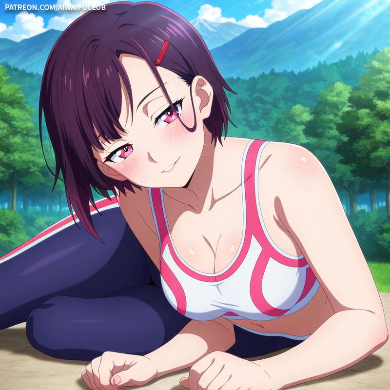AIWaifuClub - Shizuka Mikazuki 三日月閑 Tight yoga outfit