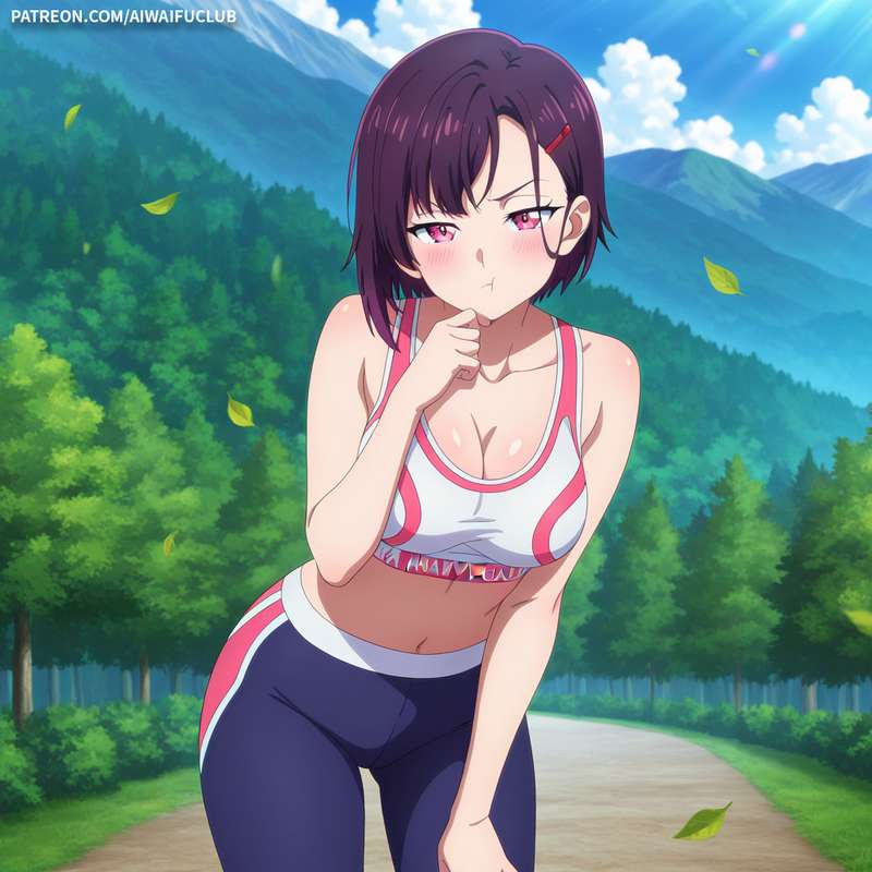 AIWaifuClub - Shizuka Mikazuki 三日月閑 Tight yoga outfit