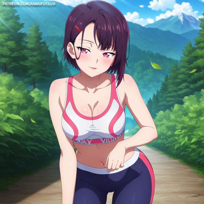 AIWaifuClub - Shizuka Mikazuki 三日月閑 Tight yoga outfit
