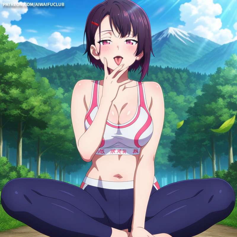 AIWaifuClub - Shizuka Mikazuki 三日月閑 Tight yoga outfit
