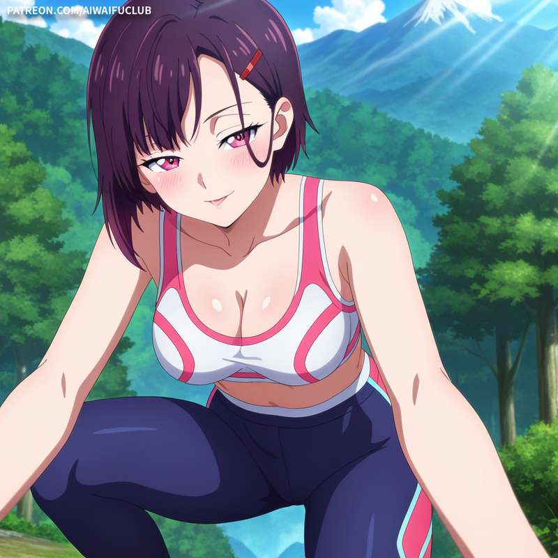 AIWaifuClub - Shizuka Mikazuki 三日月閑 Tight yoga outfit