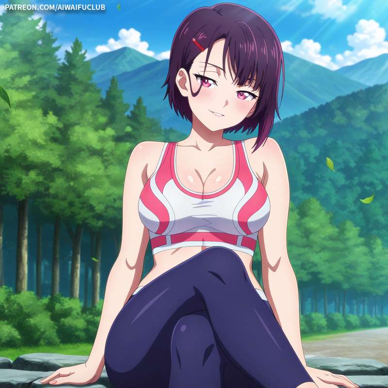 AIWaifuClub - Shizuka Mikazuki 三日月閑 Tight yoga outfit