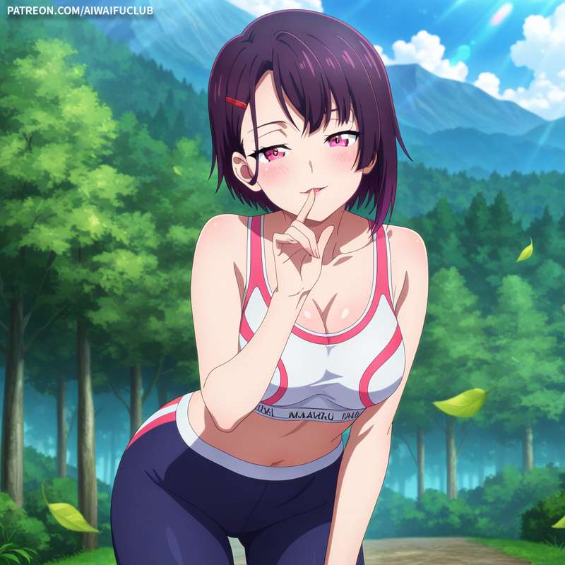 AIWaifuClub - Shizuka Mikazuki 三日月閑 Tight yoga outfit