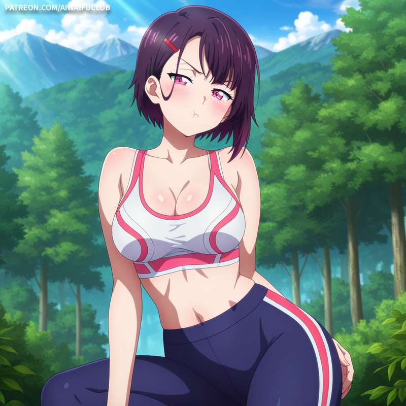 AIWaifuClub - Shizuka Mikazuki 三日月閑 Tight yoga outfit