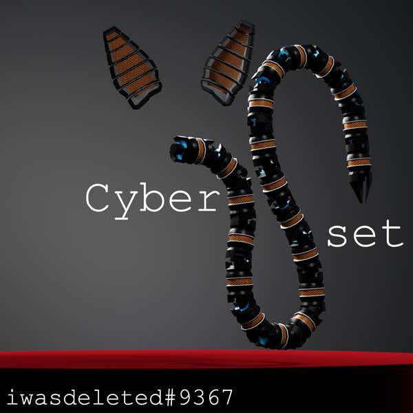 Cyber set Ears & tail [Vrchat Asset]
