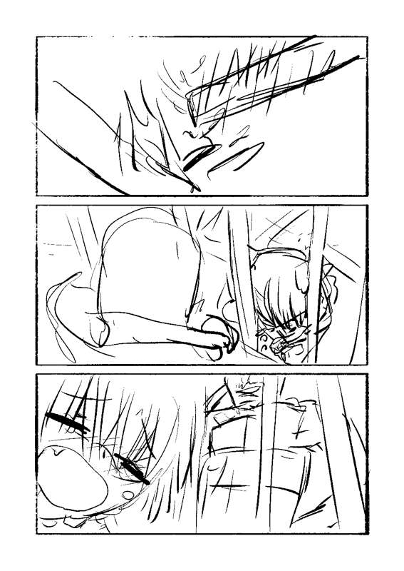 【獣耳奴隷少女の群れがスライムの群れに助けられて♀の本能に目覚めてゆくお話】２ページ目　ラフネーム＆線画