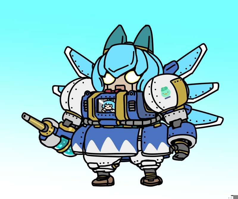Cirno in a giant Cirno mech.