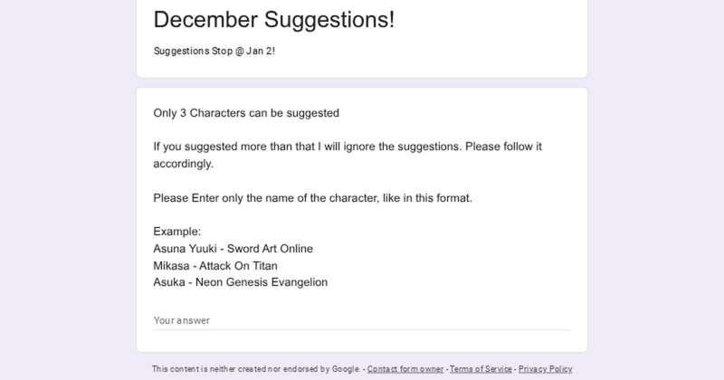 December Suggestions!