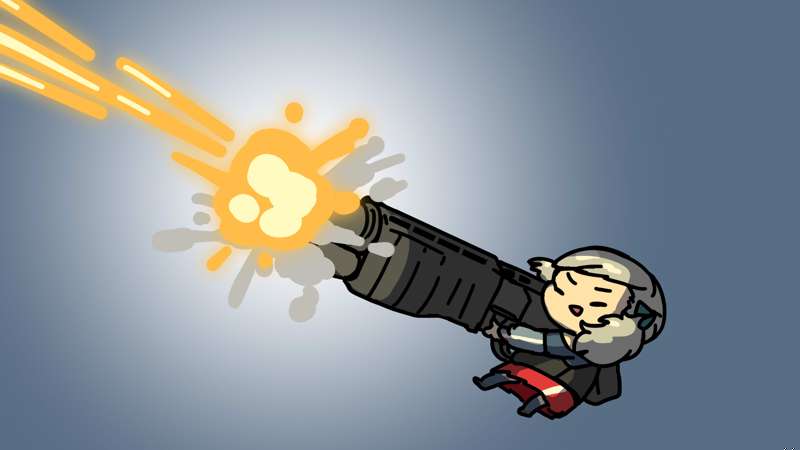 SPAS-12 firing a comically oversized shotgun