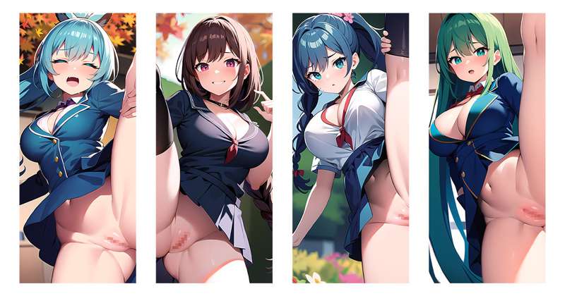 【オリジナル R18】制服ノーパン足上げ部【77枚】